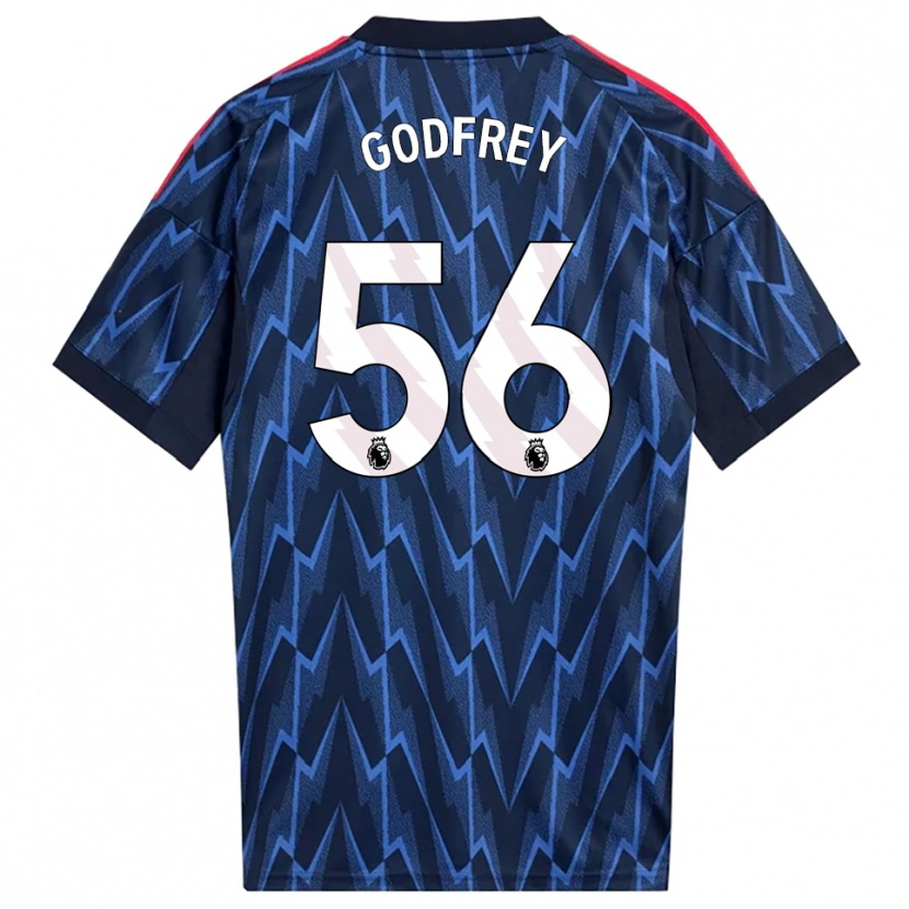 Danxen Børn Freya Godfrey #56 Navy Rød Udebane Spillertrøjer 2025/26 Trøje T-Shirt