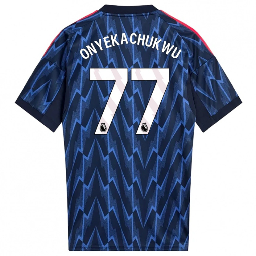 Danxen Børn Samuel Onyekachukwu #77 Navy Rød Udebane Spillertrøjer 2025/26 Trøje T-Shirt