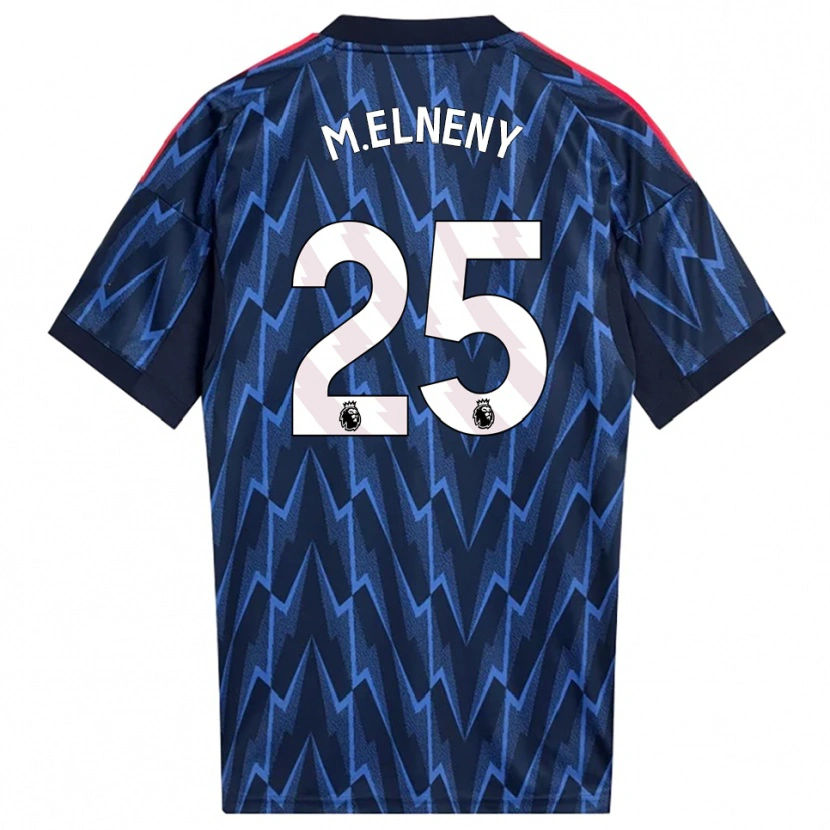 Danxen Børn Mohamed Elneny #25 Navy Rød Udebane Spillertrøjer 2025/26 Trøje T-Shirt