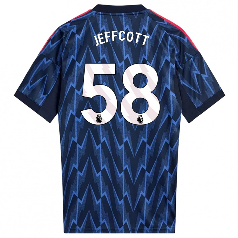 Danxen Børn Henry Jeffcott #58 Navy Rød Udebane Spillertrøjer 2025/26 Trøje T-Shirt