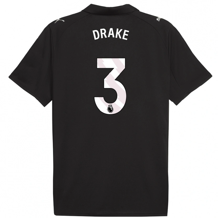 Danxen Børn Leke Drake #3 Sort Hvid Udebane Spillertrøjer 2025/26 Trøje T-Shirt