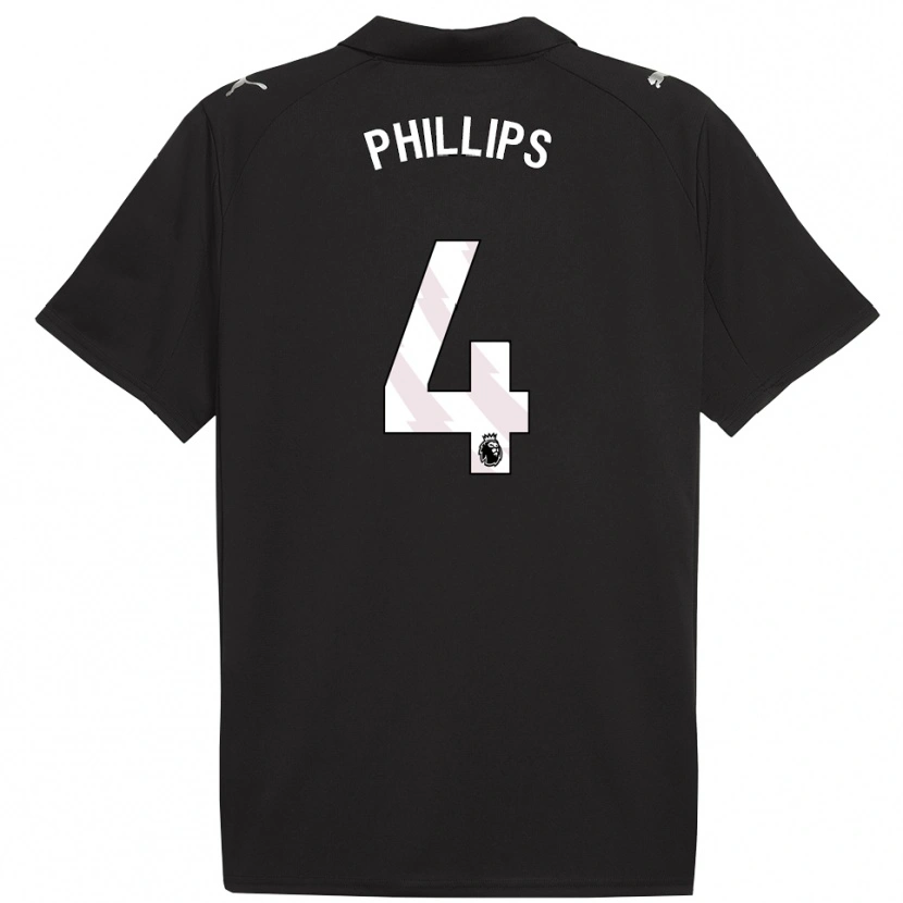 Danxen Børn Kalvin Phillips #4 Sort Hvid Udebane Spillertrøjer 2025/26 Trøje T-Shirt