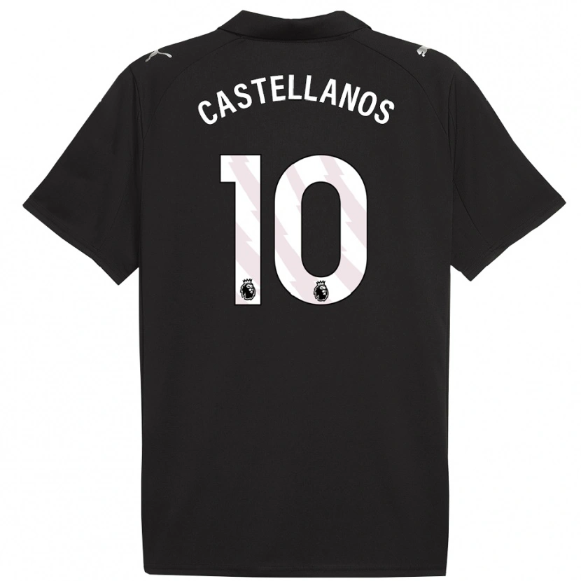 Danxen Børn Deyna Castellanos #10 Sort Hvid Udebane Spillertrøjer 2025/26 Trøje T-Shirt