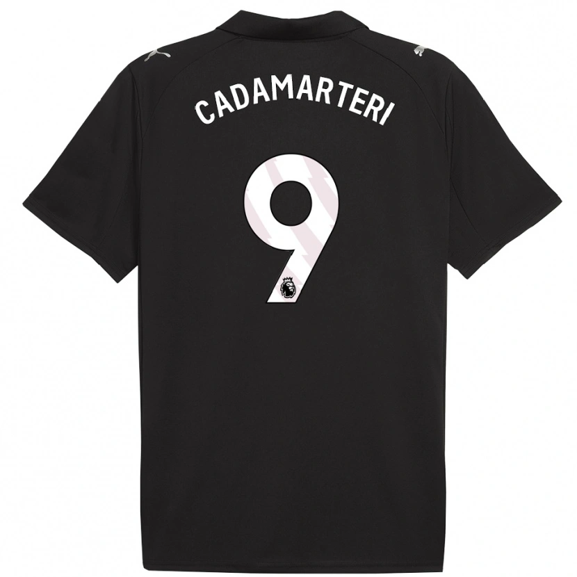 Danxen Børn Caelan Cadamarteri #9 Sort Hvid Udebane Spillertrøjer 2025/26 Trøje T-Shirt