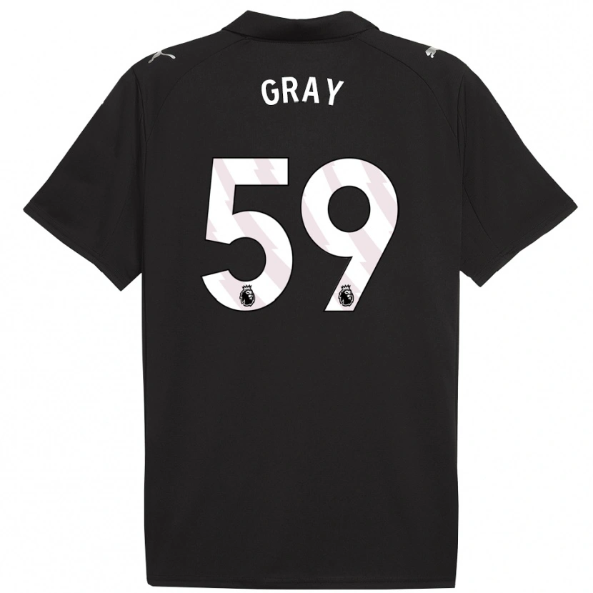 Danxen Børn Charlie Gray #59 Sort Hvid Udebane Spillertrøjer 2025/26 Trøje T-Shirt
