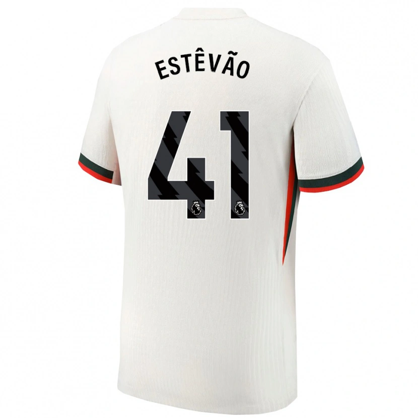 Danxen Børn Estêvão #41 Hvid Grøn Udebane Spillertrøjer 2025/26 Trøje T-Shirt