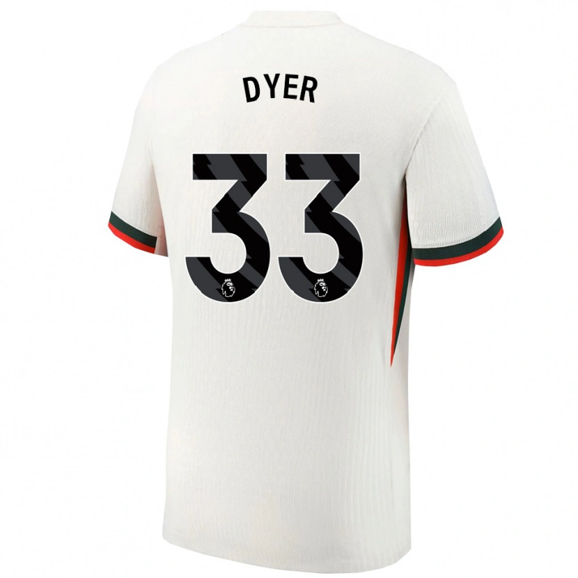 Danxen Børn Kiano Dyer #33 Hvid Grøn Udebane Spillertrøjer 2025/26 Trøje T-Shirt