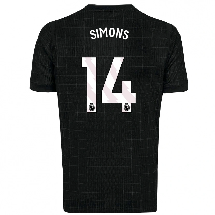 Danxen Børn Zach Simons #14 Sort Grå Udebane Spillertrøjer 2025/26 Trøje T-Shirt