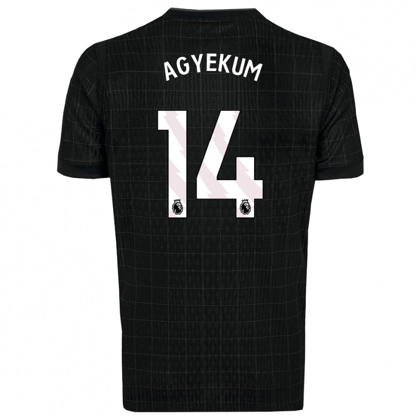 Danxen Børn Ezra Agyekum #14 Sort Grå Udebane Spillertrøjer 2025/26 Trøje T-Shirt