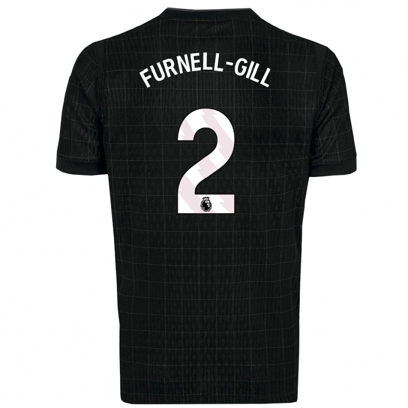 Danxen Børn Luca Furnell-Gill #2 Sort Grå Udebane Spillertrøjer 2025/26 Trøje T-Shirt