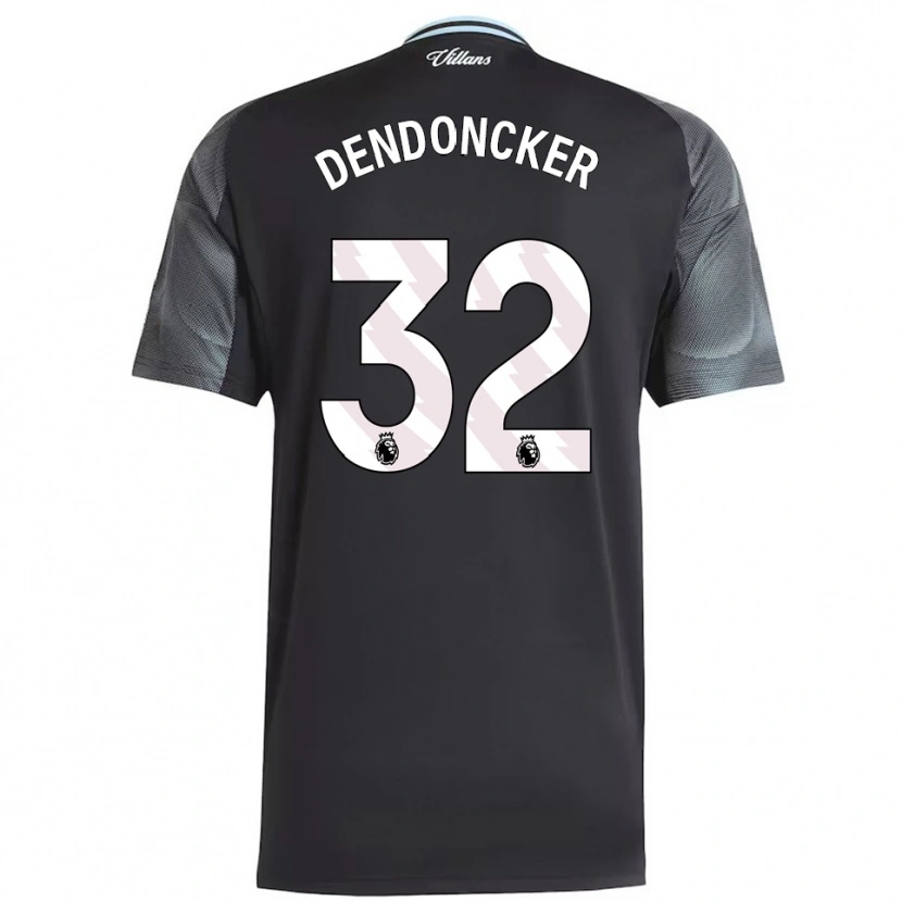 Danxen Børn Leander Dendoncker #32 Sort Himmelblå Udebane Spillertrøjer 2025/26 Trøje T-Shirt