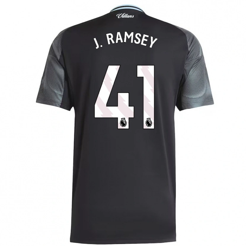 Danxen Børn Jacob Ramsey #41 Sort Himmelblå Udebane Spillertrøjer 2025/26 Trøje T-Shirt