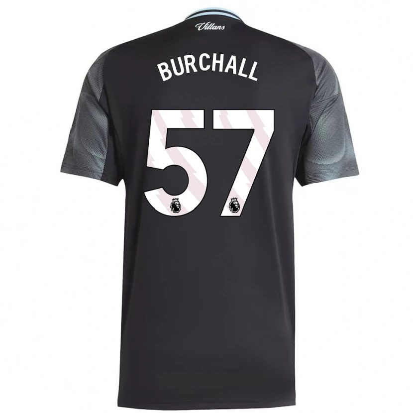 Danxen Børn Ajani Burchall #57 Sort Himmelblå Udebane Spillertrøjer 2025/26 Trøje T-Shirt
