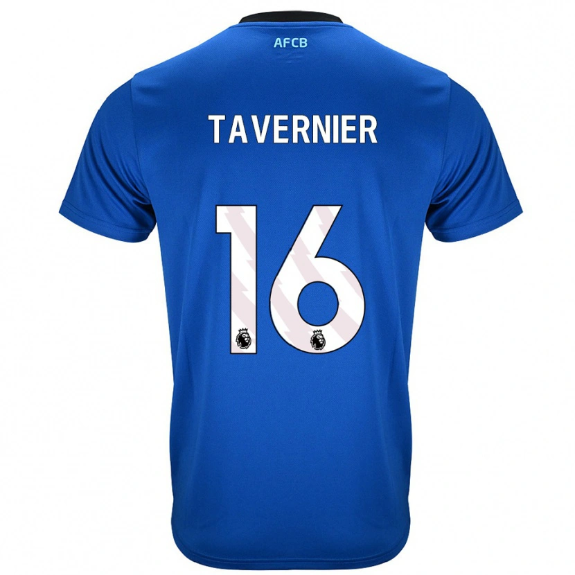 Danxen Børn Marcus Tavernier #16 Blå Sort Udebane Spillertrøjer 2025/26 Trøje T-Shirt