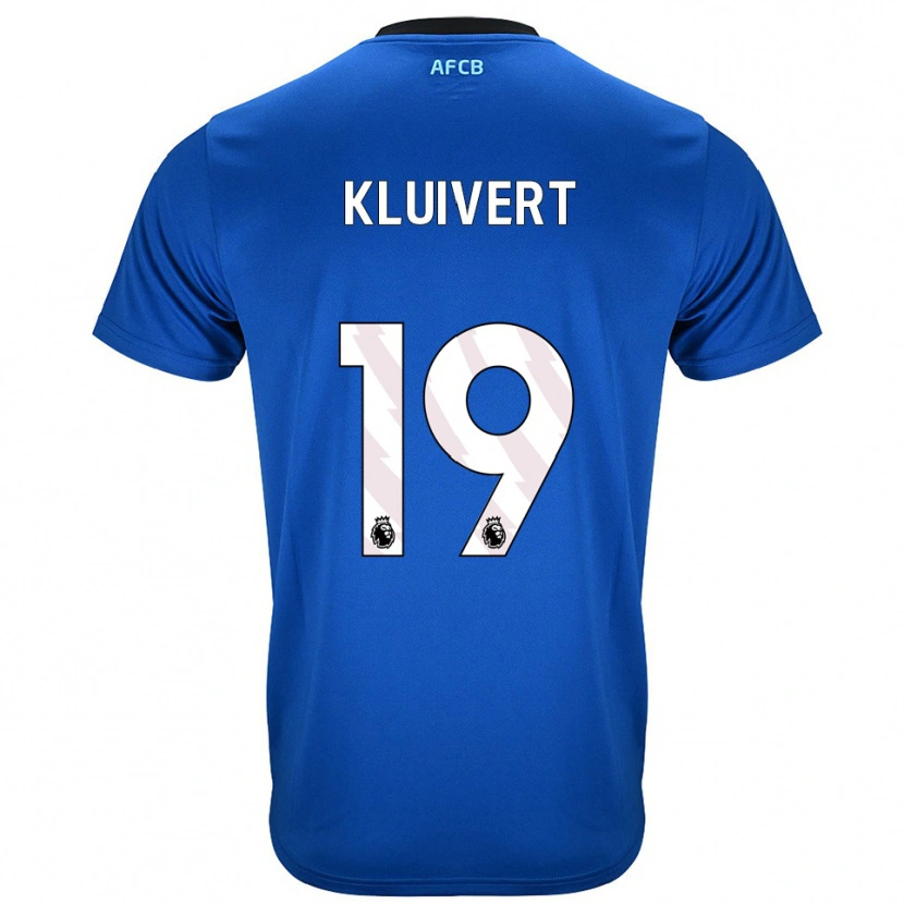 Danxen Børn Justin Kluivert #19 Blå Sort Udebane Spillertrøjer 2025/26 Trøje T-Shirt