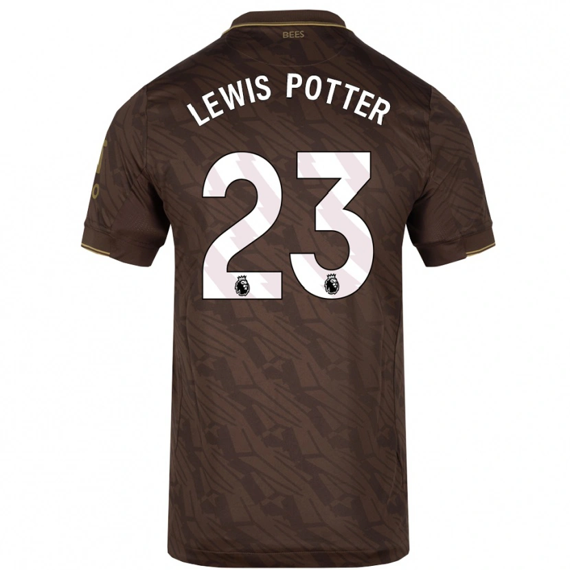 Danxen Børn Keane Lewis-Potter #23 Brun Guld Udebane Spillertrøjer 2025/26 Trøje T-Shirt