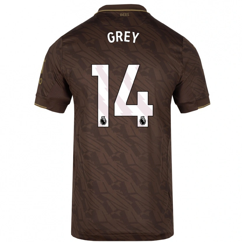 Danxen Børn Andre Grey #14 Brun Guld Udebane Spillertrøjer 2025/26 Trøje T-Shirt