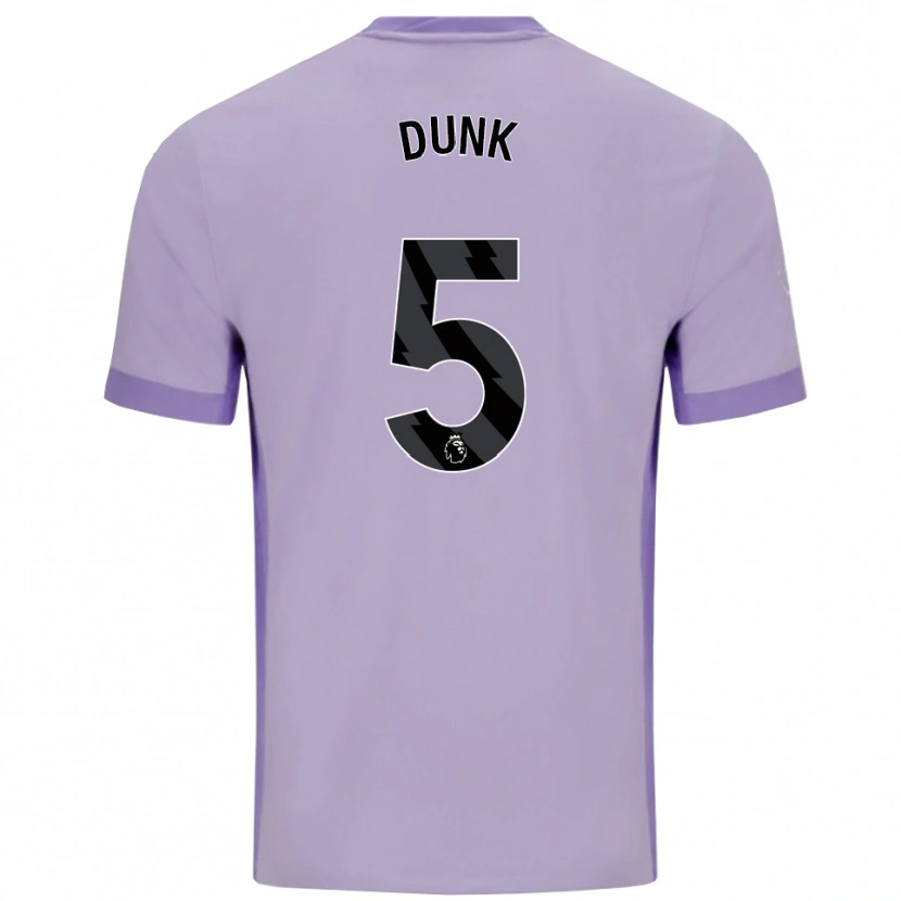 Danxen Børn Lewis Dunk #5 Taro Lilla Hvid Udebane Spillertrøjer 2025/26 Trøje T-Shirt