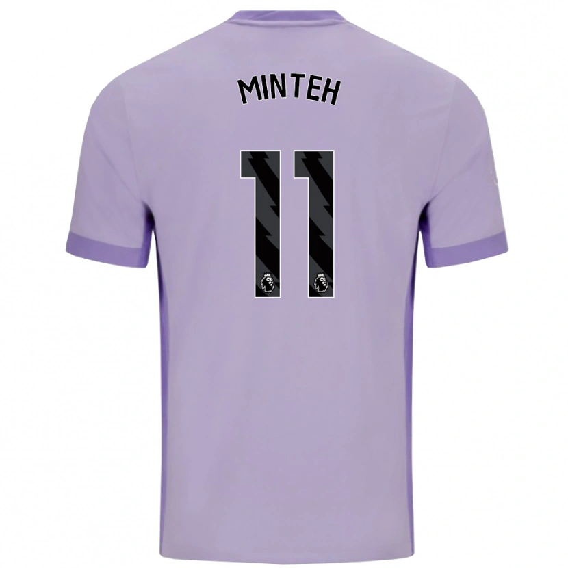 Danxen Børn Yankuba Minteh #11 Taro Lilla Hvid Udebane Spillertrøjer 2025/26 Trøje T-Shirt