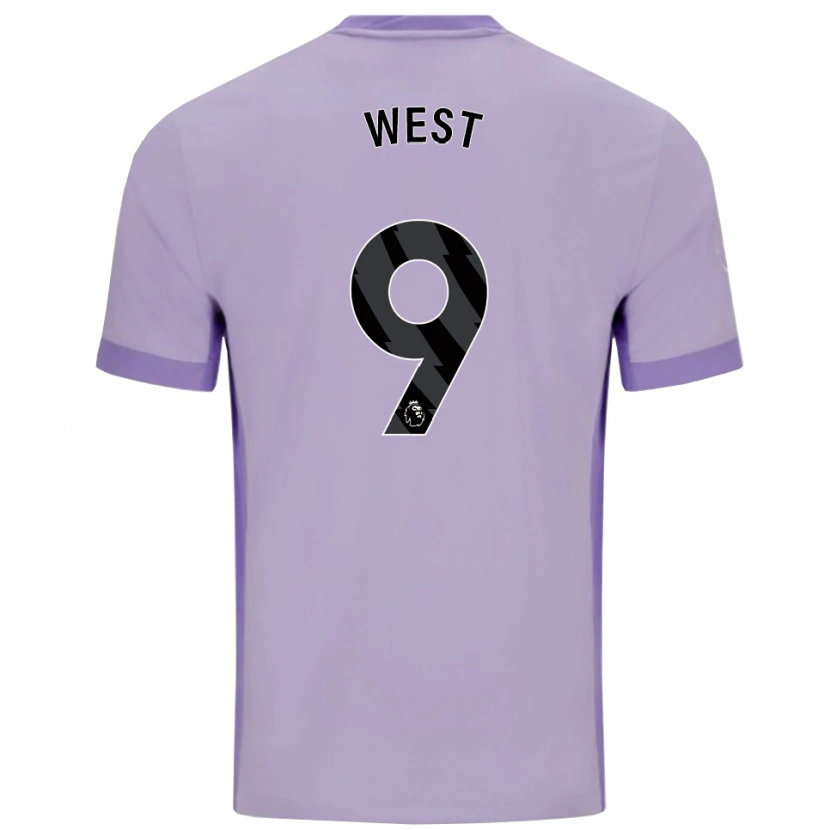 Danxen Børn Aidan West #9 Taro Lilla Hvid Udebane Spillertrøjer 2025/26 Trøje T-Shirt