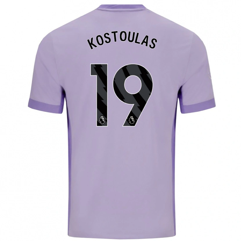 Danxen Børn Charalampos Kostoulas #19 Taro Lilla Hvid Udebane Spillertrøjer 2025/26 Trøje T-Shirt