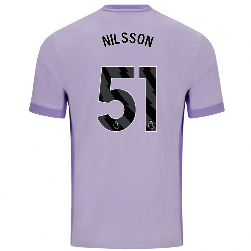 Danxen Børn Casper Nilsson #51 Taro Lilla Hvid Udebane Spillertrøjer 2025/26 Trøje T-Shirt