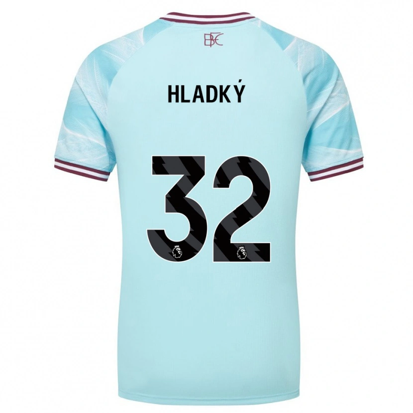 Danxen Børn Vaclav Hladky #32 Himmelblå Bourgogne Udebane Spillertrøjer 2025/26 Trøje T-Shirt