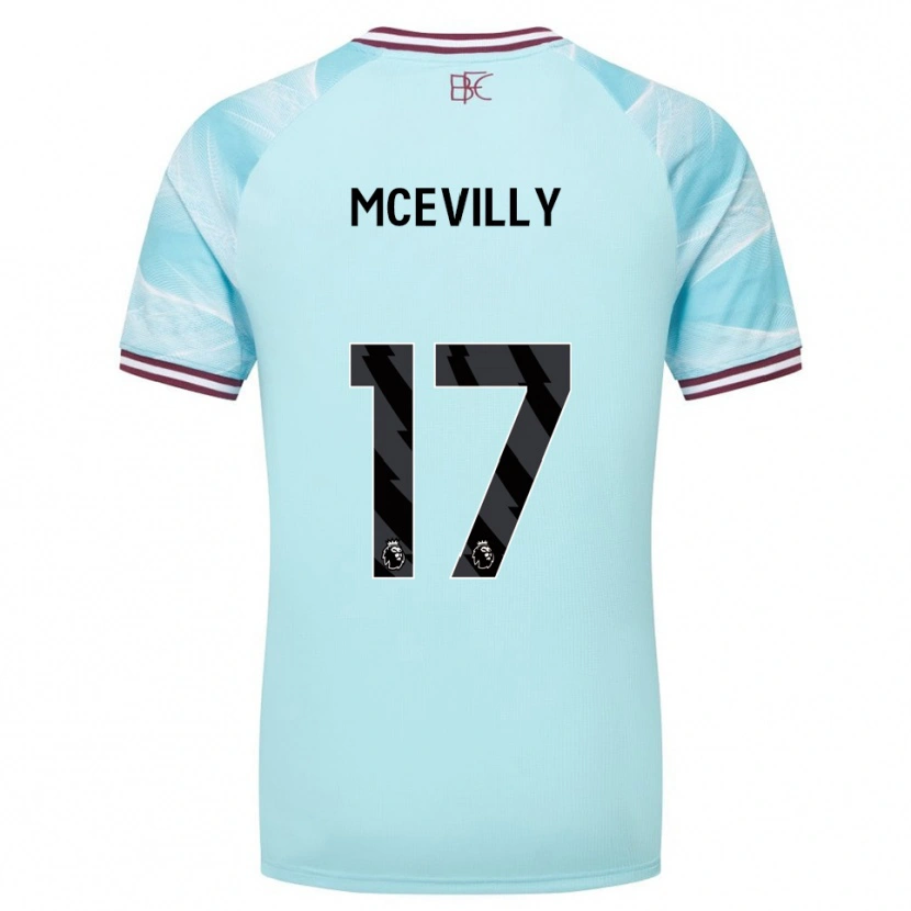 Danxen Børn Jack Mcevilly #17 Himmelblå Bourgogne Udebane Spillertrøjer 2025/26 Trøje T-Shirt