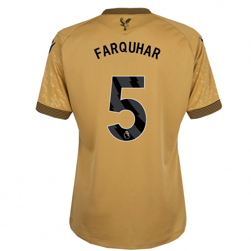 Danxen Børn Craig Farquhar #5 Guld Sort Udebane Spillertrøjer 2025/26 Trøje T-Shirt