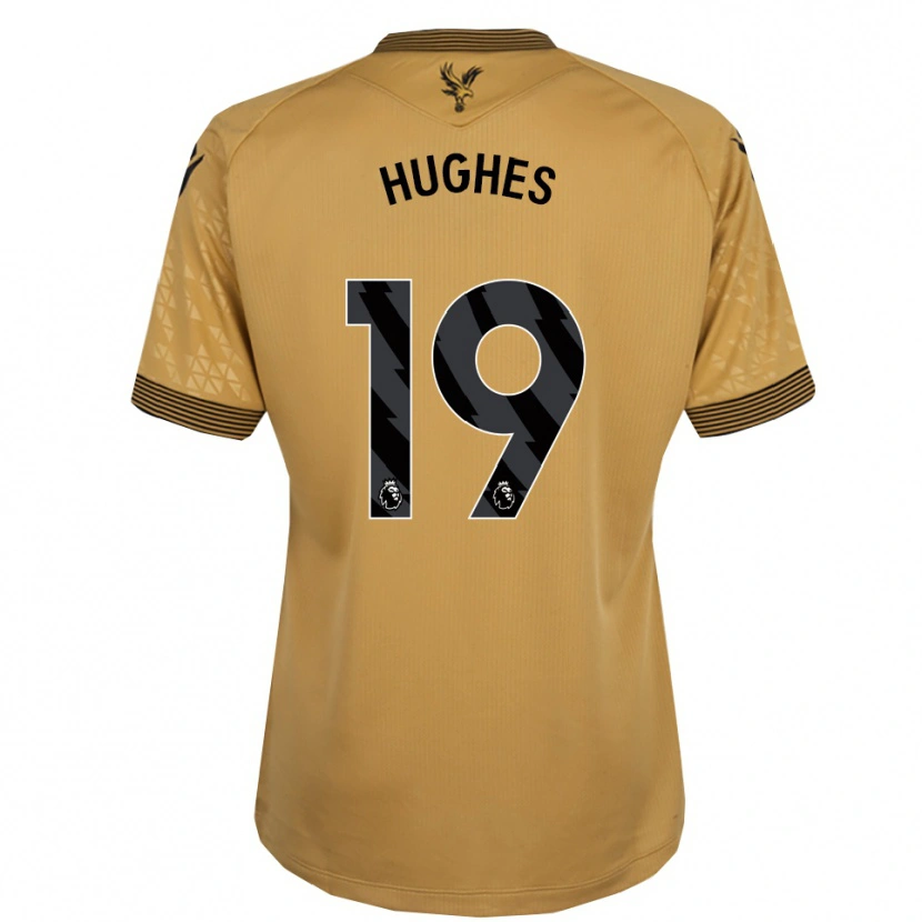 Danxen Børn Will Hughes #19 Guld Sort Udebane Spillertrøjer 2025/26 Trøje T-Shirt