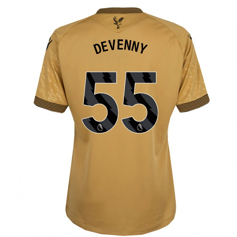 Danxen Børn Justin Devenny #55 Guld Sort Udebane Spillertrøjer 2025/26 Trøje T-Shirt