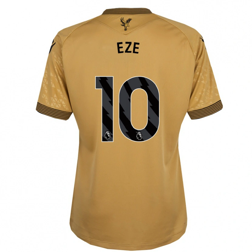 Danxen Børn Eberechi Eze #10 Guld Sort Udebane Spillertrøjer 2025/26 Trøje T-Shirt