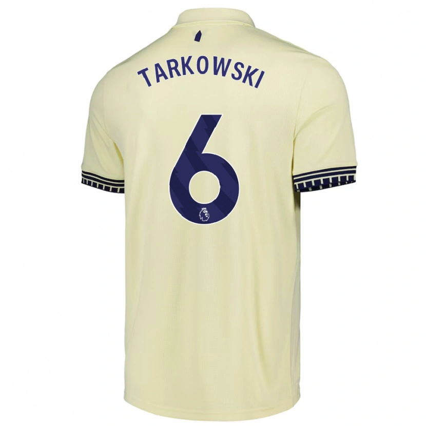 Danxen Børn James Tarkowski #6 Off White Sort Udebane Spillertrøjer 2025/26 Trøje T-Shirt