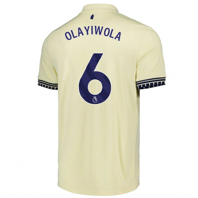 Danxen Børn Malik Olayiwola #6 Off White Sort Udebane Spillertrøjer 2025/26 Trøje T-Shirt