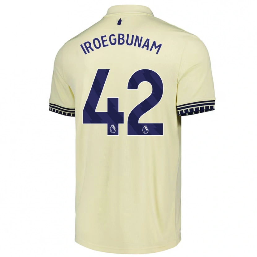 Danxen Børn Tim Iroegbunam #42 Off White Sort Udebane Spillertrøjer 2025/26 Trøje T-Shirt