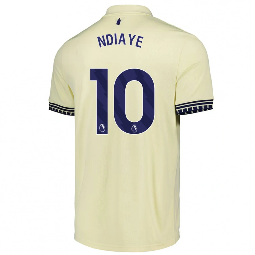 Danxen Børn Iliman Ndiaye #10 Off White Sort Udebane Spillertrøjer 2025/26 Trøje T-Shirt