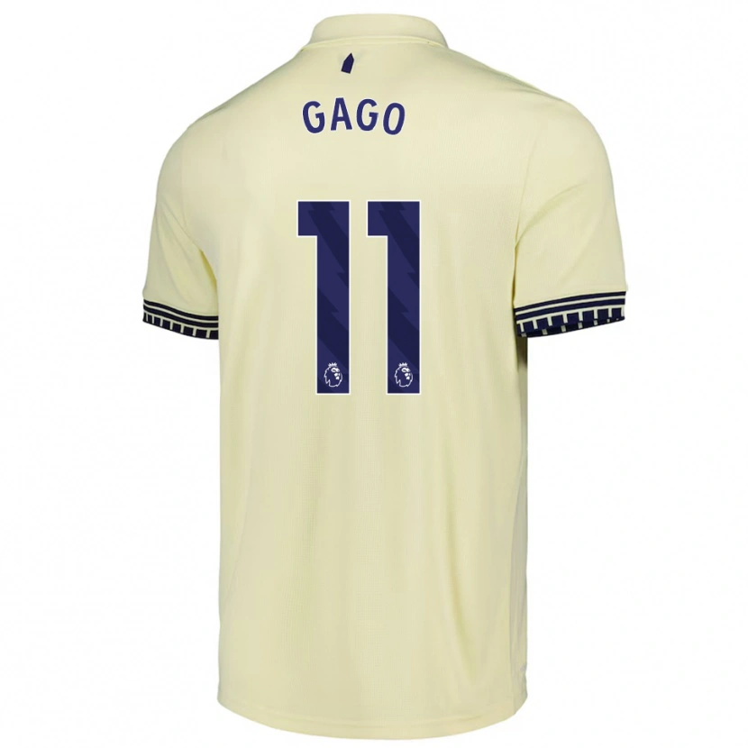 Danxen Børn Kelly Gago #11 Off White Sort Udebane Spillertrøjer 2025/26 Trøje T-Shirt
