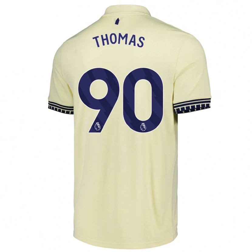 Danxen Børn Aled Thomas #90 Off White Sort Udebane Spillertrøjer 2025/26 Trøje T-Shirt