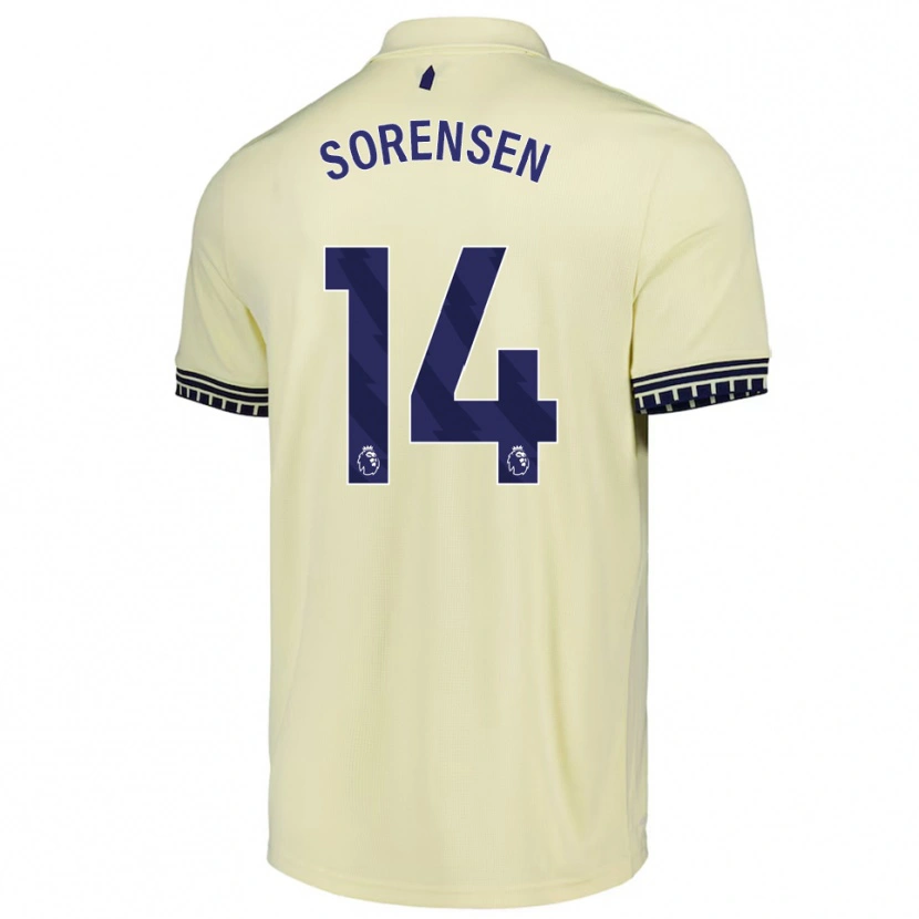Danxen Børn Nicoline Sorensen #14 Off White Sort Udebane Spillertrøjer 2025/26 Trøje T-Shirt