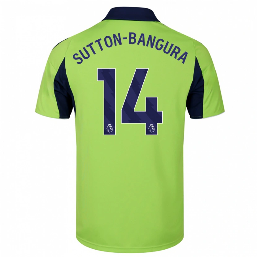 Danxen Børn William Sutton-Bangura #14 Grøn Navy Hvid Udebane Spillertrøjer 2025/26 Trøje T-Shirt