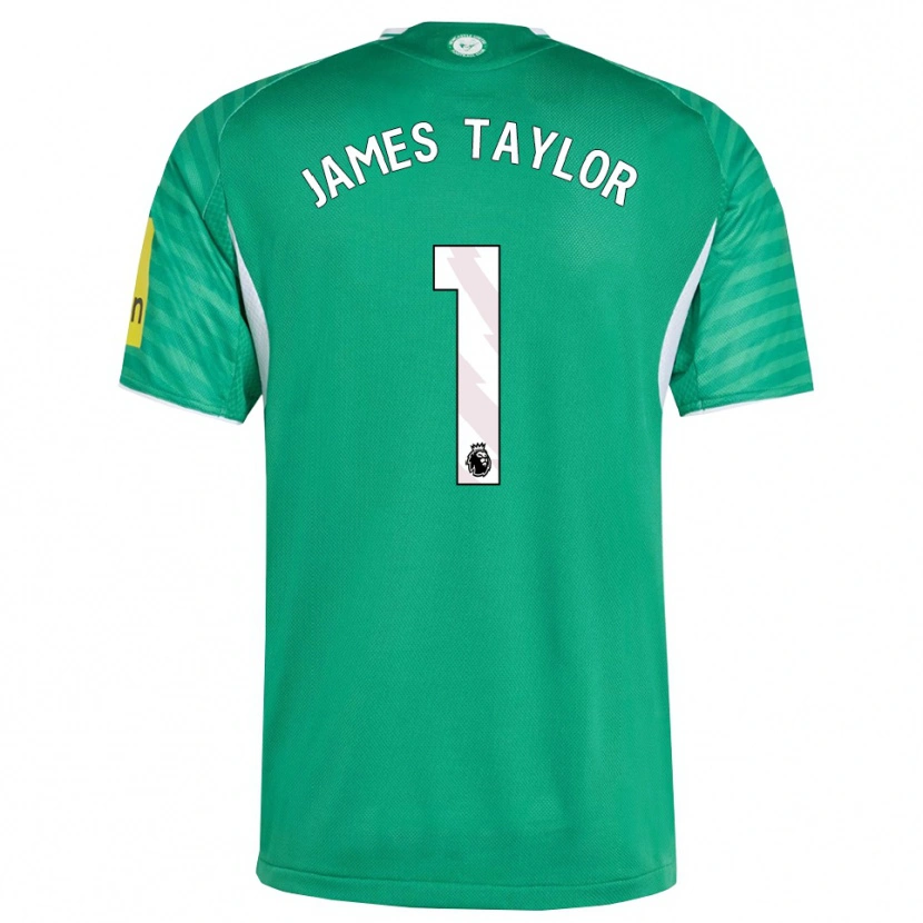 Danxen Børn James Taylor #1 Grøn Hvid Udebane Spillertrøjer 2025/26 Trøje T-Shirt