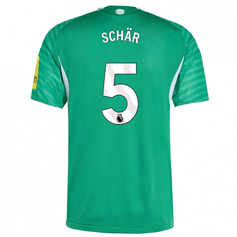 Danxen Børn Fabian Schär #5 Grøn Hvid Udebane Spillertrøjer 2025/26 Trøje T-Shirt