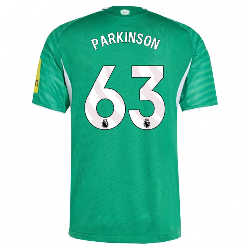 Danxen Børn Ben Parkinson #63 Grøn Hvid Udebane Spillertrøjer 2025/26 Trøje T-Shirt