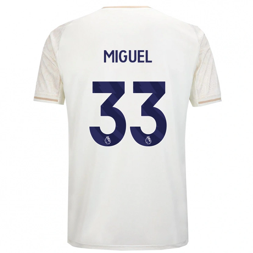 Danxen Børn Carlos Miguel #33 Off White Sort Udebane Spillertrøjer 2025/26 Trøje T-Shirt