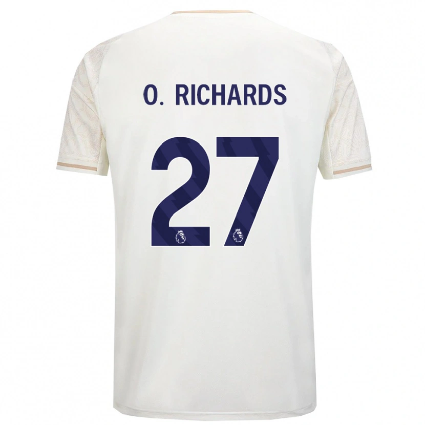 Danxen Børn Omar Richards #27 Off White Sort Udebane Spillertrøjer 2025/26 Trøje T-Shirt