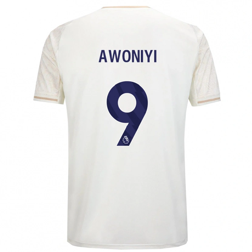 Danxen Børn Taiwo Awoniyi #9 Off White Sort Udebane Spillertrøjer 2025/26 Trøje T-Shirt