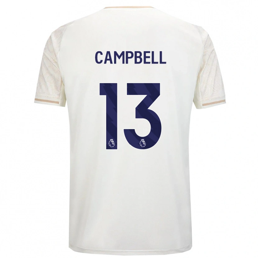 Danxen Børn Luke Campbell #13 Off White Sort Udebane Spillertrøjer 2025/26 Trøje T-Shirt