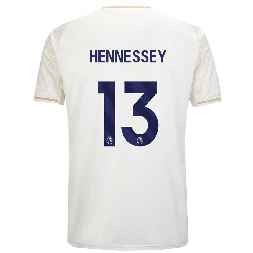 Danxen Børn Wayne Hennessey #13 Off White Sort Udebane Spillertrøjer 2025/26 Trøje T-Shirt