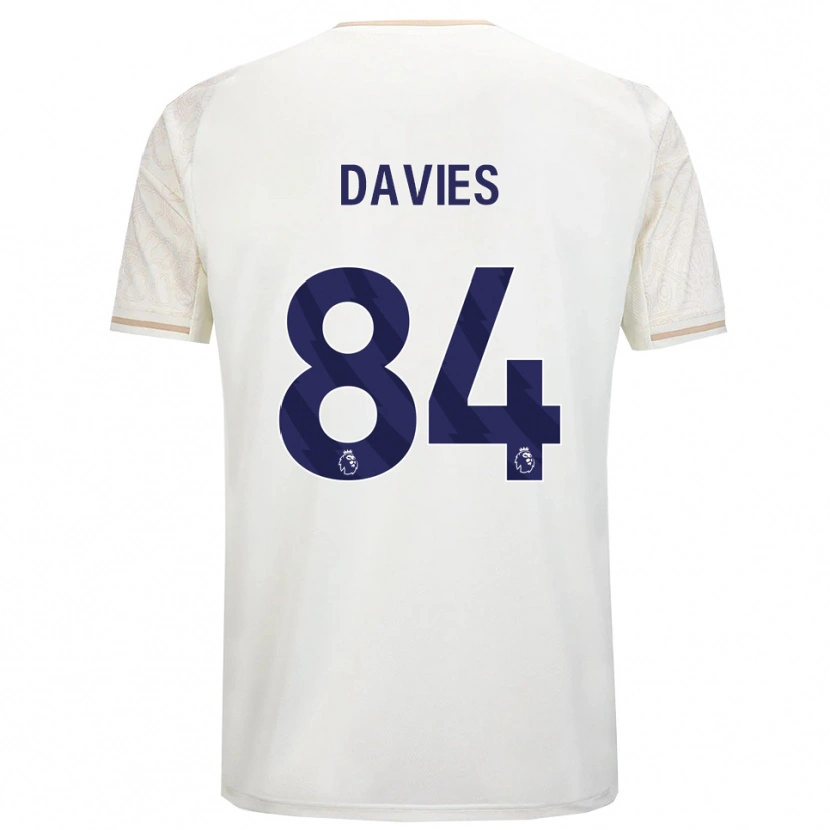 Danxen Børn Isaac Davies #84 Off White Sort Udebane Spillertrøjer 2025/26 Trøje T-Shirt