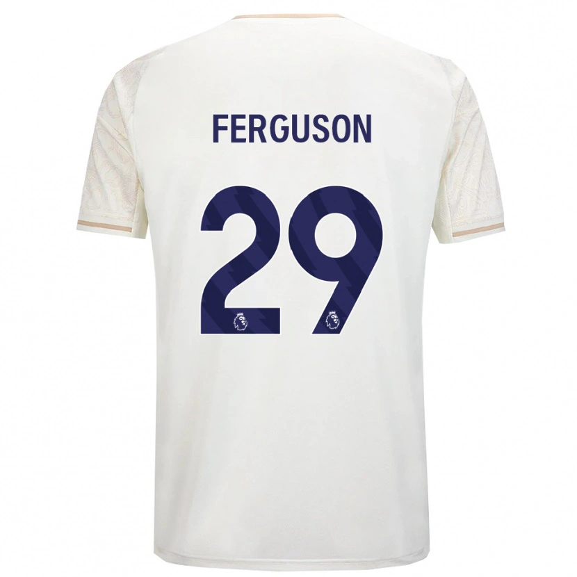 Danxen Børn Georgie Ferguson #29 Off White Sort Udebane Spillertrøjer 2025/26 Trøje T-Shirt